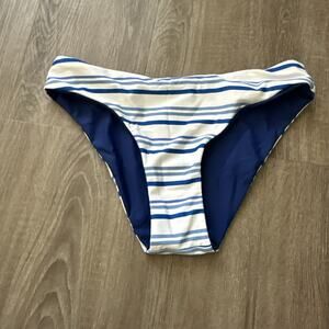 Cupshe‎ Changing Tide Bikini Bottom Reversible Blue Striped Size Small New